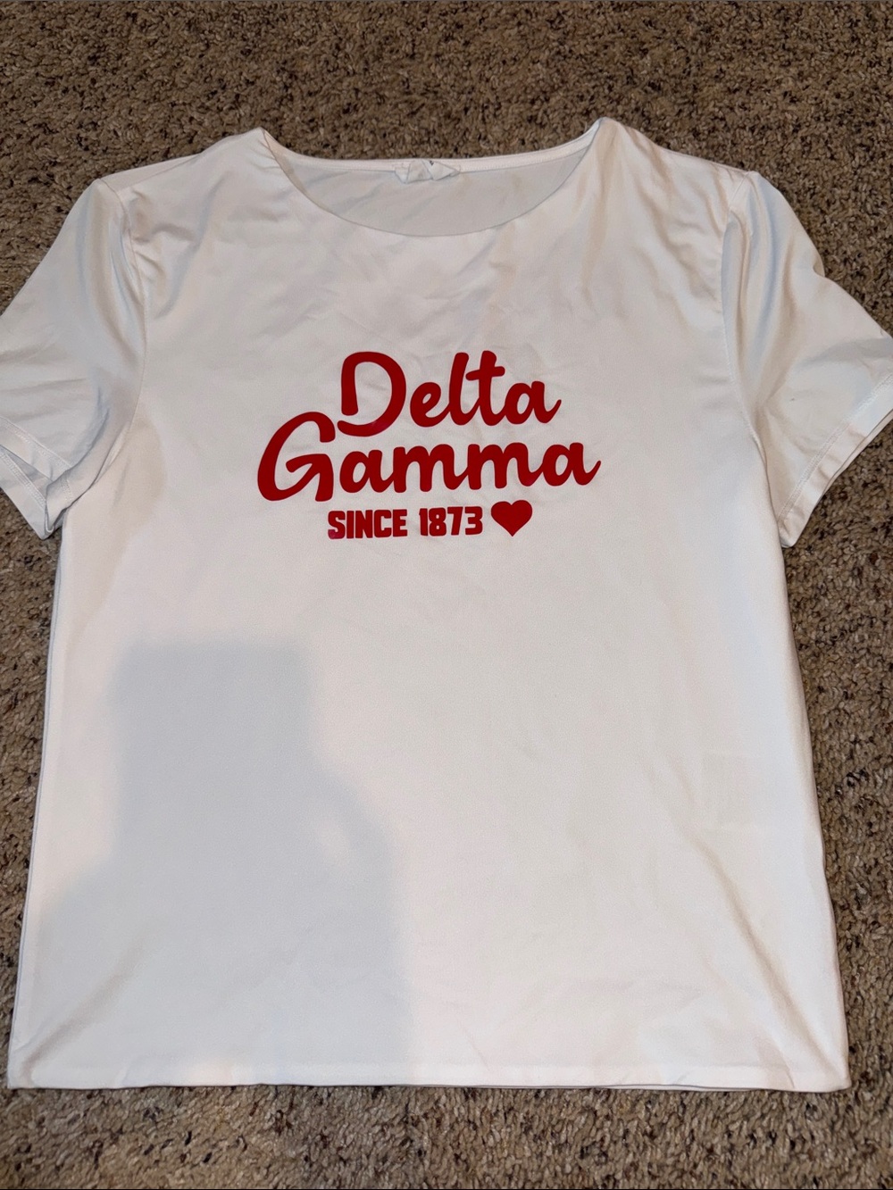 White Tee with Red Script Logo